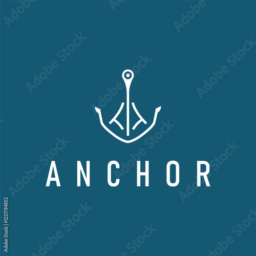 silhouette illustration anchor logo sailor design simple ocean symbol anchor ship marine retro vintage