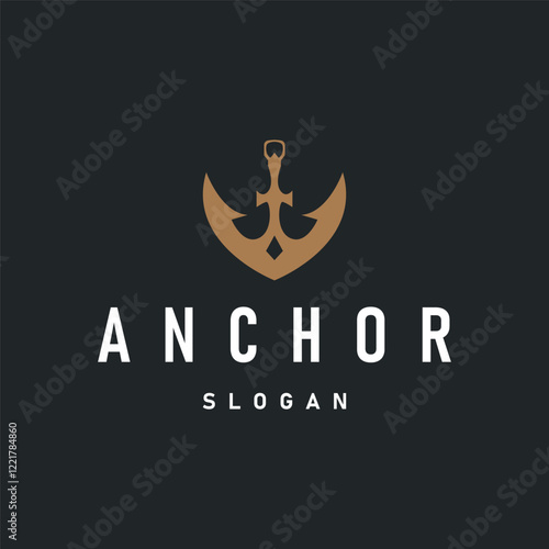 silhouette illustration anchor logo sailor design simple ocean symbol anchor ship marine retro vintage