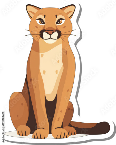 A Sitting Cougar Shows Calm Confidence In This Illustration photo