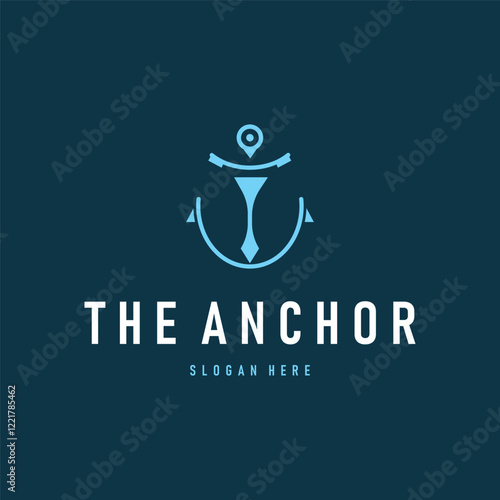 silhouette illustration anchor logo sailor design simple ocean symbol anchor ship marine retro vintage