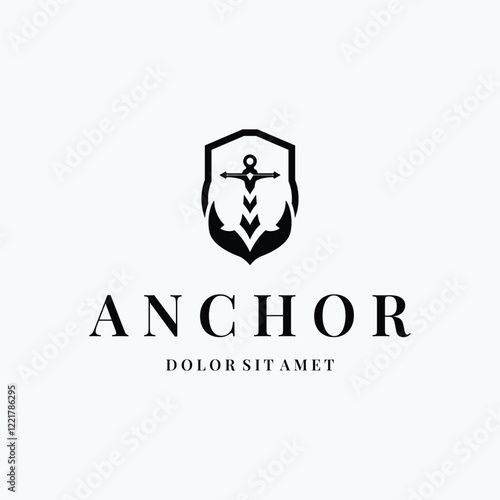silhouette illustration anchor logo sailor design simple ocean symbol anchor ship marine retro vintage