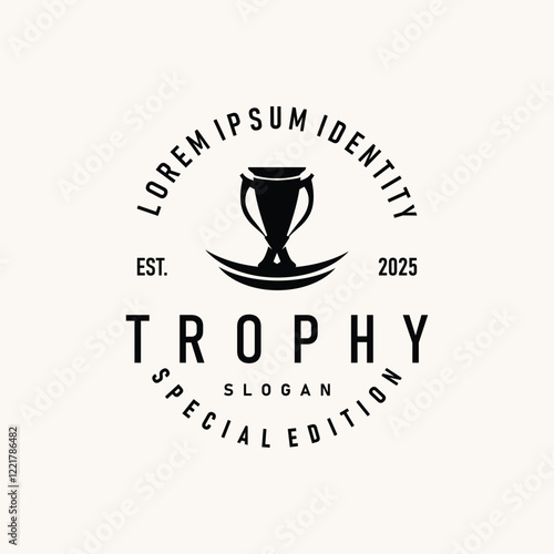 trophy logo design tournament symbol silhouette award victory championship illustration badge template