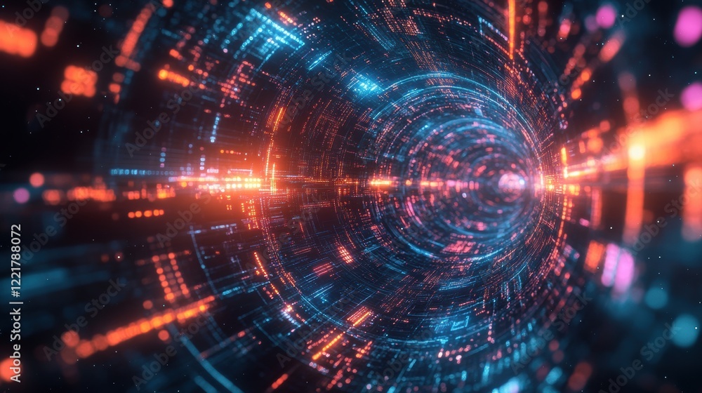 2025 Digital Tunnel Futuristic Holographic Geometric Shapes Background 2025 Digital Tunnel Futuristic Holographic Geometric Shapes Background