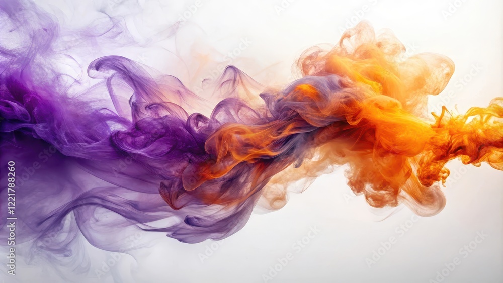 Abstract Swirling Purple and Orange Ink Clouds, a Dynamic Composition of Color and Form Abstract Swirling Purple and Orange Ink Clouds, a Dynamic Composition of Color and Form