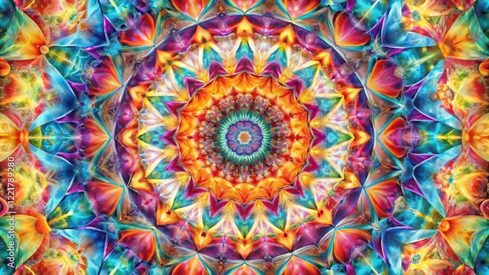 Vibrant Kaleidoscopic Mandala Intricate Colorful Design with Symmetrical Patterns and Vivid Hues Vibrant Kaleidoscopic Mandala Intricate Colorful Design with Symmetrical Patterns and Vivid Hues
