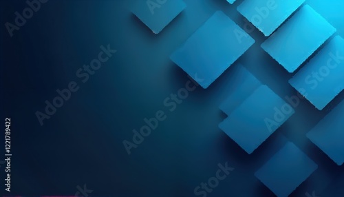Abstract blue shapes form dynamic design. Modern, futuristic geometric shapes create powerful, elegant background for presentation flyer. Light, dark blue hues create sophisticated visual effect