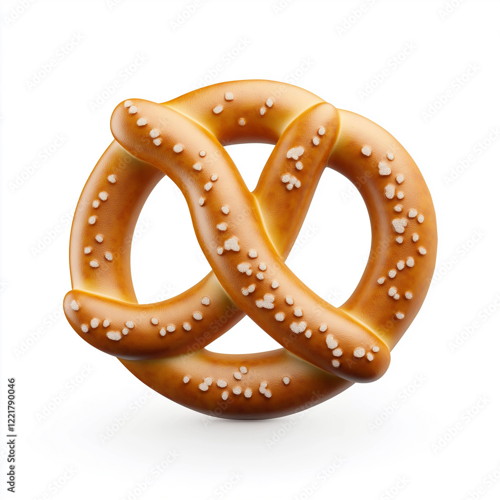 Freshly baked pretzel sprinkled with salt on white background Freshly baked pretzel sprinkled with salt on white background