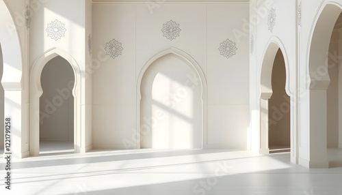 Serene Islamic Architecture  A Minimalist White Mosque Interior