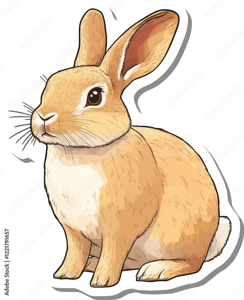 Obraz premium A Light Brown Rabbit Sitting Calmly