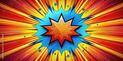 Dynamic Comic Book Style Burst with Star Shape and Radial Lines