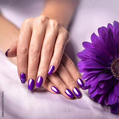 Purple Nails and Flower photo