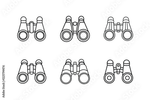 binoculars line art vector illustration