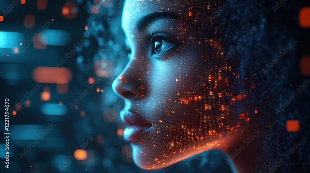 Futuristic Woman Face Digital Art AI Technology Cyberpunk Glow Abstract Portrait Futuristic Woman Face Digital Art AI Technology Cyberpunk Glow Abstract Portrait