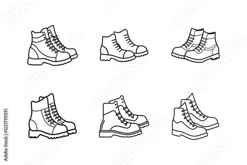 hiking boots line art vector illustration