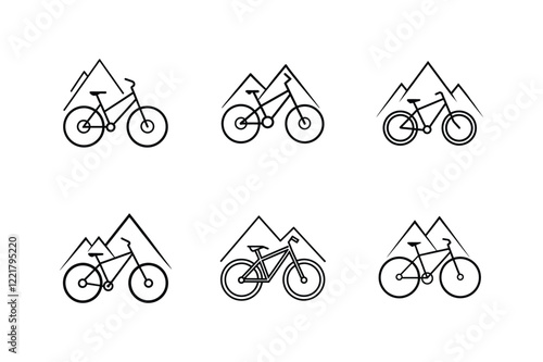 mountain bike icon line art vector illustration