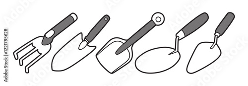 black and white shovel image, simple vector