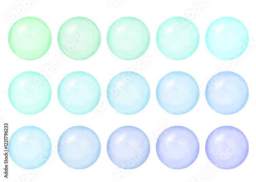 カラフルなしゃぼん玉　ブルー系