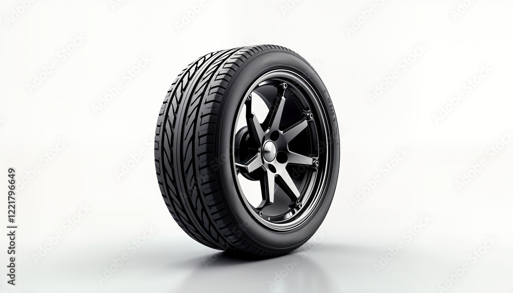 High-performance car tire with elaborate tread design. Modern tire. Ideal for car photography, marketing. Black rubber tire with intricate tread patterns on dark gray wheel. Excellent product shot. High-performance car tire with elaborate tread design. Modern tire. Ideal for car photography, marketing. Black rubber tire with intricate tread patterns on dark gray wheel. Excellent product shot.