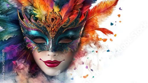 Wallpaper Mural Carnival is a vibrant festival of creativity. People wear artistic masks to celebrate. Colorful Carnival Mask with Feathers and Glamorous Design Torontodigital.ca