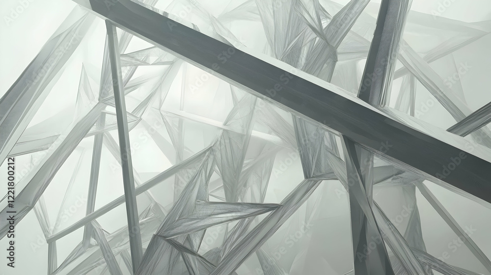 Obraz premium Abstract grey structure, interior design, geometric background, architectural visualization