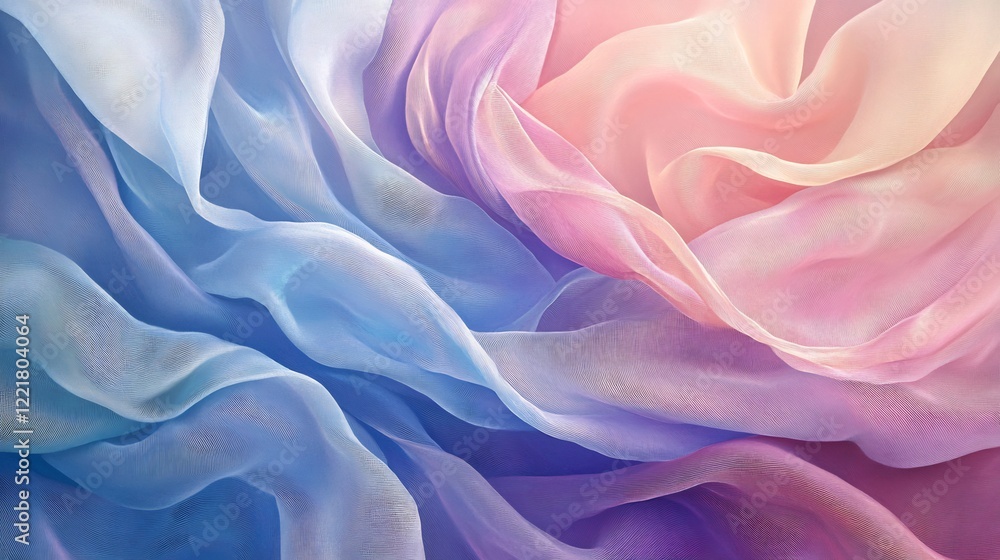 Fototapeta premium Soft pastel fabrics swirl gently creating a dreamy romantic ambiance. AI Generated