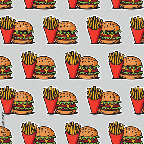 illustration of a fast food hamburger sticker for entrepreneurship