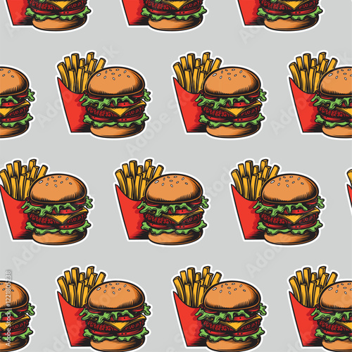 illustration of a fast food hamburger sticker for entrepreneurship