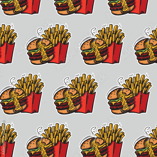 illustration of a fast food hamburger sticker for entrepreneurship