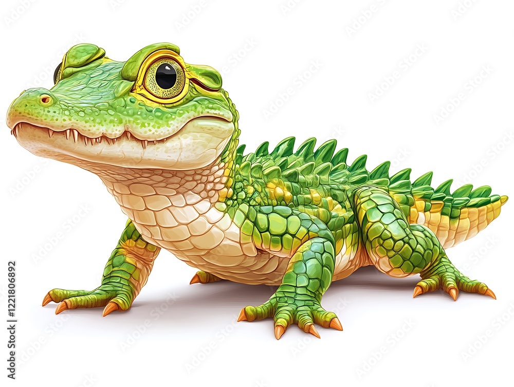 Obraz premium Adorable Baby Alligator Cartoon Illustration