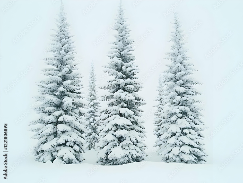 Snowy trees winter landscape, serene scene Snowy trees winter landscape, serene scene