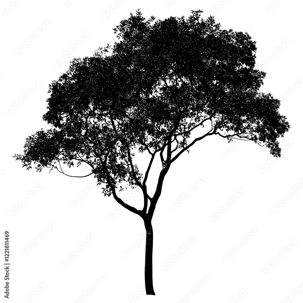 Fototapeta premium Tree outline silhouette white illustration vector