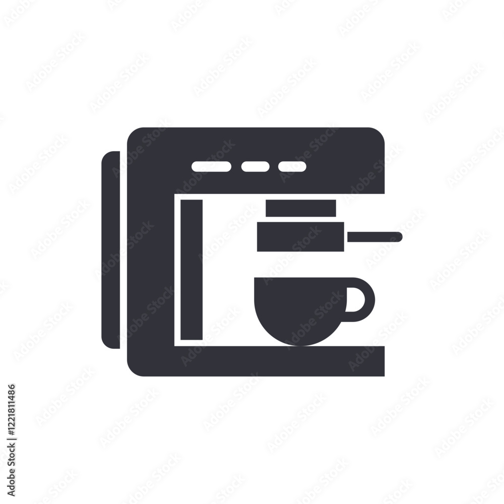 Fototapeta premium Coffee machine solid icons, minimalist vector illustration ,simple transparent graphic element .Isolated on white background