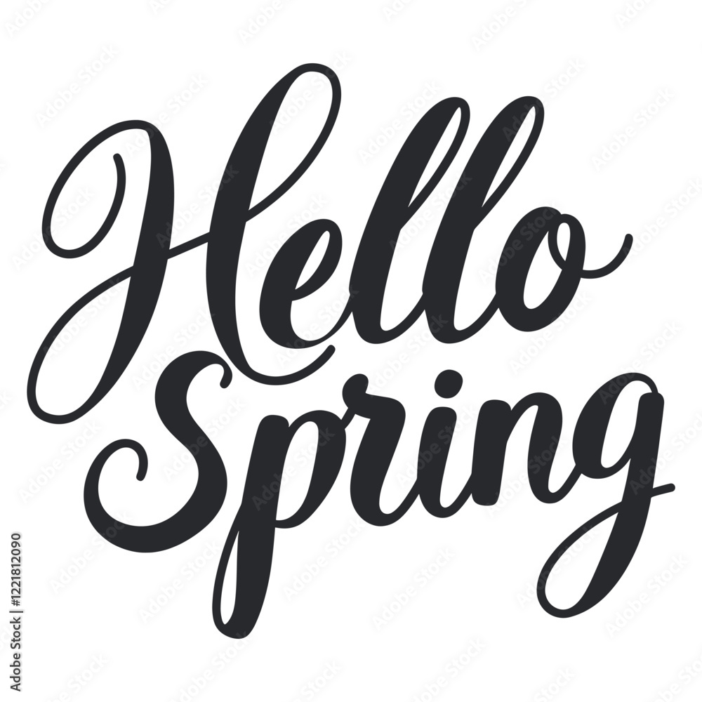 Calligraphy minimalist spring hello vector Calligraphy minimalist spring hello vector