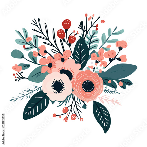 Individual bouquet floral illustration flowers arrangement vector