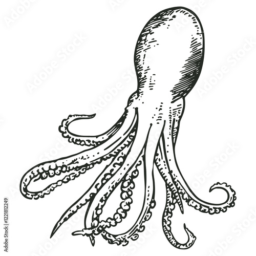 Squid octopus sketch food vector