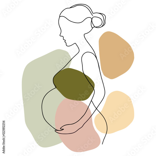 Abstract pregnant woman line art illustration minimalist drawing vector