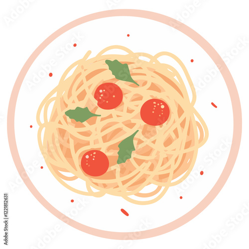 Shrimp spaghetti illustration pasta food vector