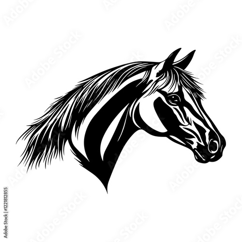 Simple horse linear art illustration stencil vector