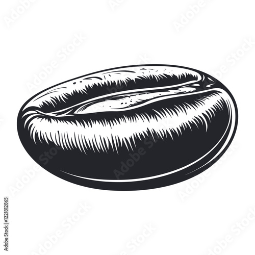 Simple coffee bean linear illustration black white vector