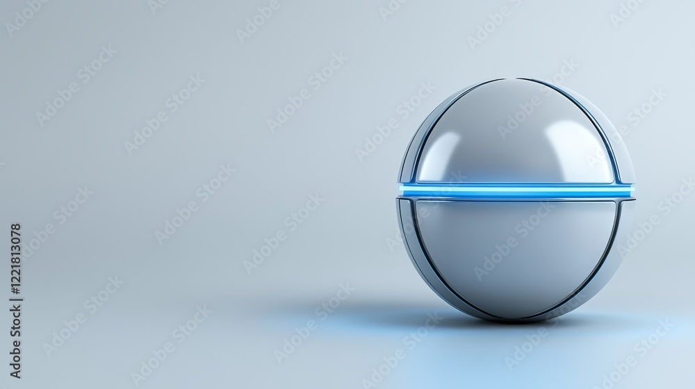 Shiny transparent glass ball on a blue background with light reflections Shiny transparent glass ball on a blue background with light reflections