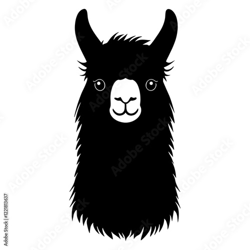 Simple alpaca linear silhouette illustration animal vector