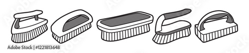 five hand brush images, simple vector