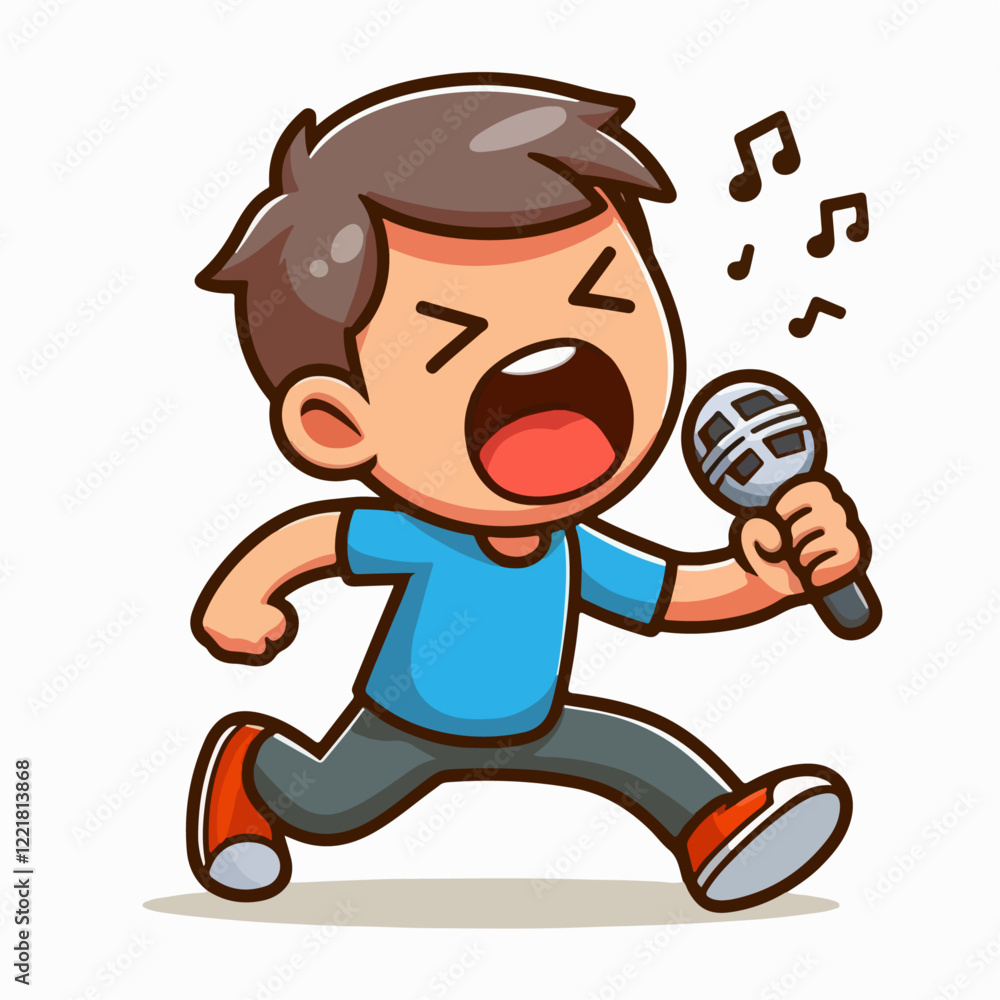 cartoon vector illustration of someone singing