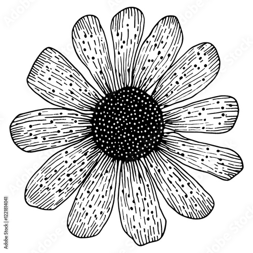 African daisy flower illustration drawing design vector
