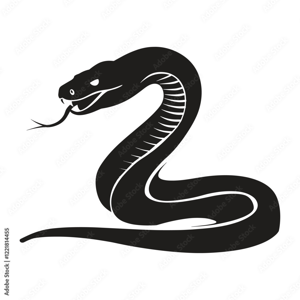 Fototapeta premium Cobra roaring silhouette illustration vector snake vector