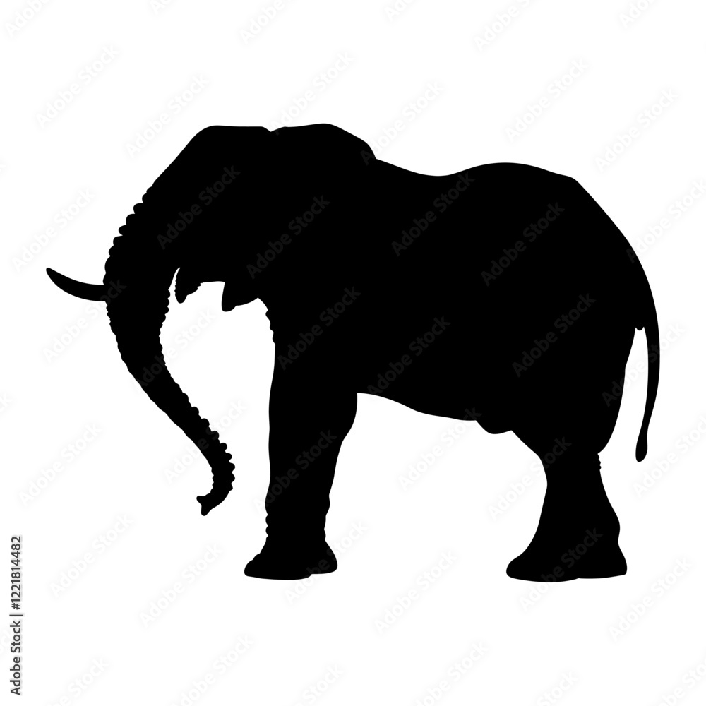 Obraz premium Elephant standing howling silhouette elephant illustration background vector