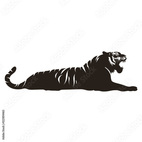 Bengal tiger roaring silhouette illustration wildlife animal vector