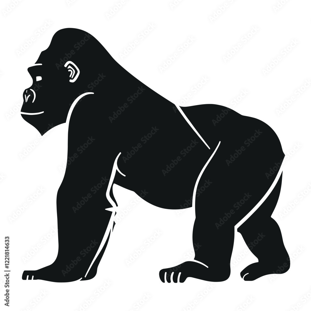 Obraz premium Gorilla silhouette illustration wildlife animal vector