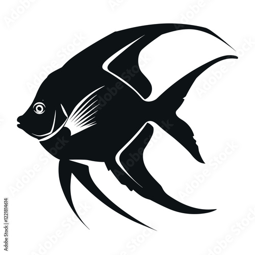 Angel fish silhouette illustration black black silhouette vector