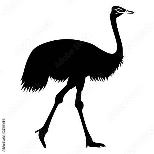 Ostrich walking silhouette illustration black vector